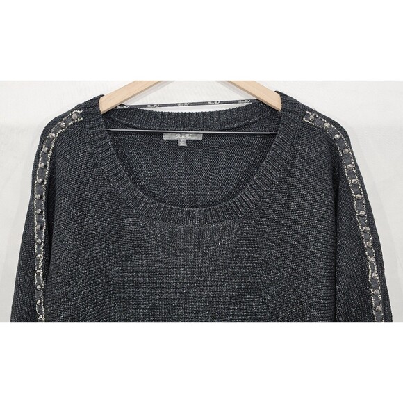Miss Me Womens Sweater Glam Fairy Goth Y2K Metallic Studded Spikes Charcoal Sz L - Picture 5 of 15